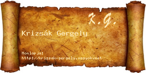 Krizsák Gergely névjegykártya