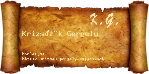 Krizsák Gergely névjegykártya